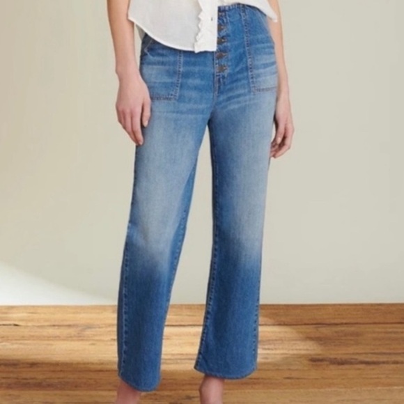 Veronica Beard Crosbie Cropped Wide Leg Jeans Blue Fall Flare Women’s Size 30 - Picture 9 of 9